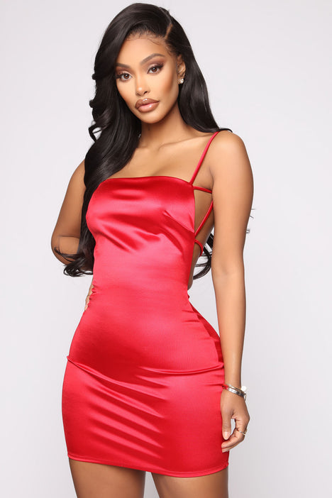 Flirtini Satin Mini Dress - Red ...